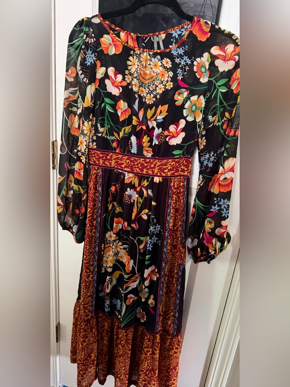 Anthropologie Floral Long-Sleeve Dress